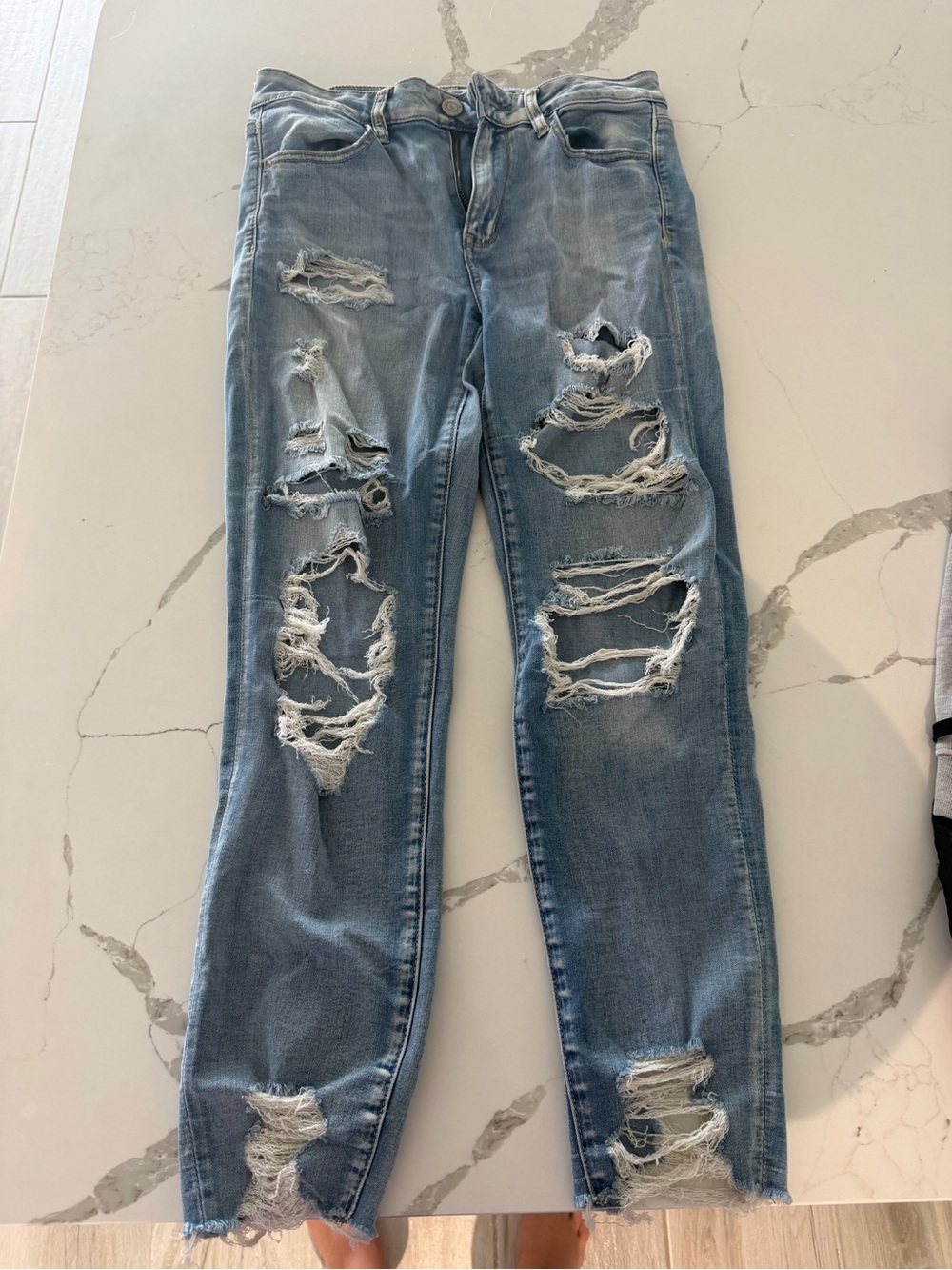 American Eagle Outfitters Distressed Light Blue Ripped Jeans